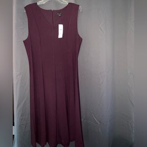 Ann Taylor Purple V-Neck Seamed Ponte Flare Midi Dress, Size 14 NWT